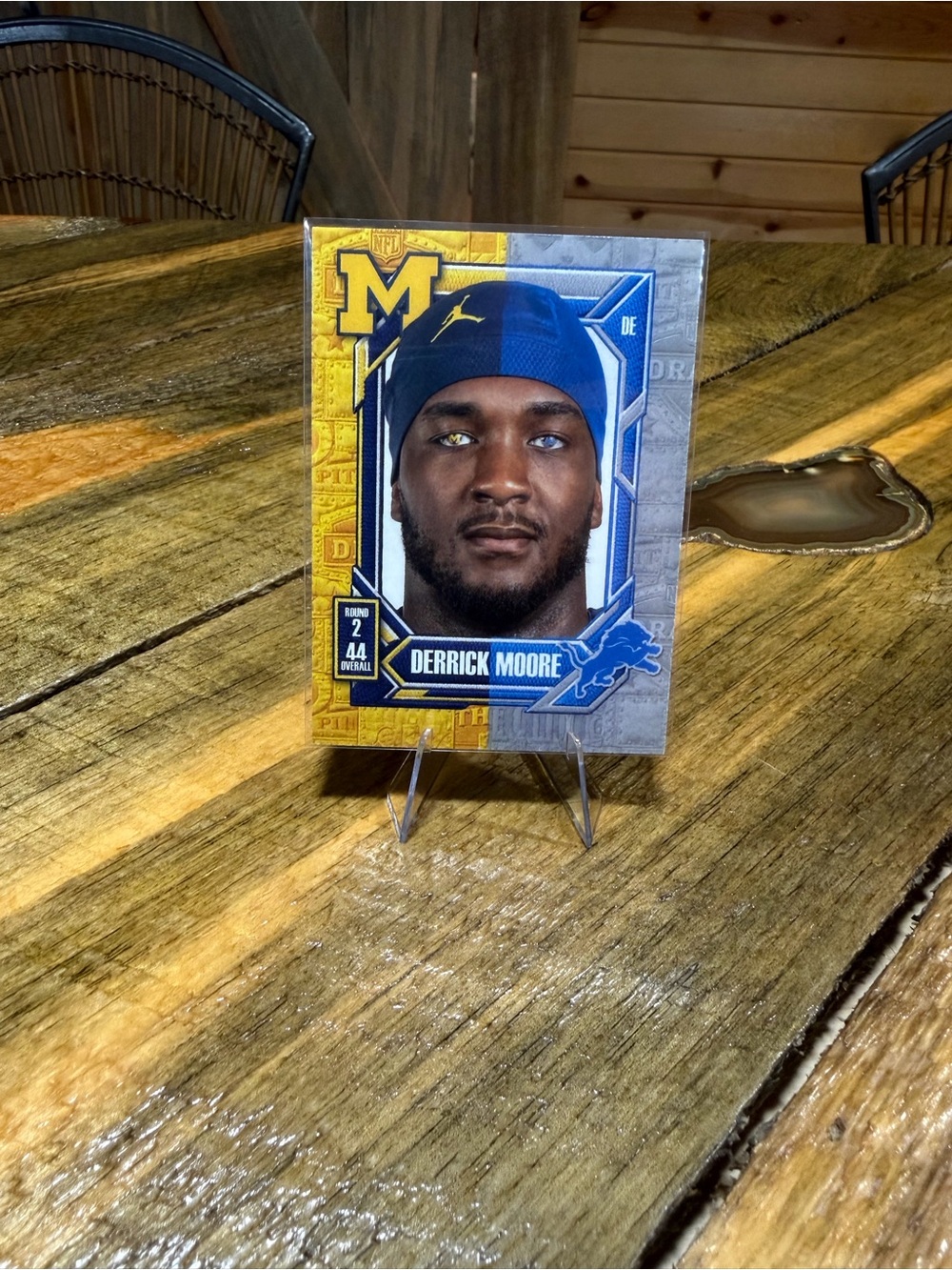 Derrick Moore Football Trading Card - Blue & Gold